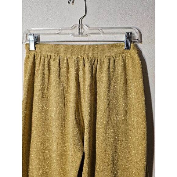 VTG 90’S THE ICING Womens 2 pc set Top Rayon Gold Shimmer Knit Leggings Small - Picture 7 of 10